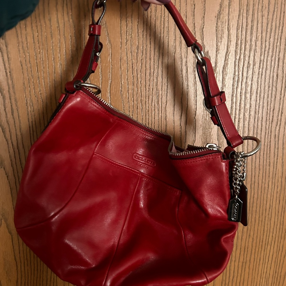 Coach Red Leather Shoulder Bag